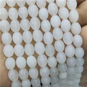 White Jade Rice Beads Barrel, approx 8-10mm