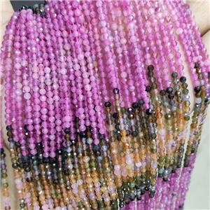 Natural Tourmaline Beads Multicolor Faceted Round, approx 3mm