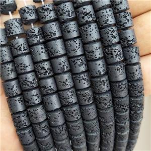 Black Rock Lava Column Beads Tube, approx 6mm