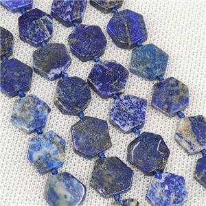 Natural Blue Lapis Lazuli Hexagon Beads, approx 12-14mm