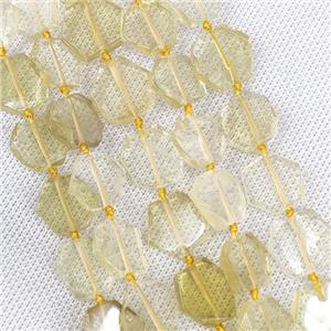 Natural Lemon Quartz Beads Hexagon, approx 14-16mm
