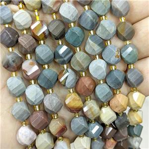Natural Ocean Jasper Twist Beads S-Shape Faceted Multicolor, approx 9-10mm