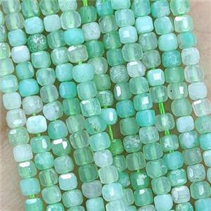 Natural Australian Chrysoprase Beads Green Faceted Cube, approx 2mm