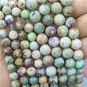 Natural Peruvian Turquoise Beads Green Smooth Round, approx 10mm dia