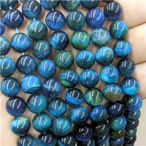 Natural Tiger Eye Stone Beads Blue Dye C-Grade Smooth Round, approx 12mm