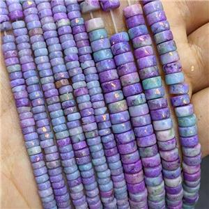 Natural Marble Heishi Beads Pave Gold Foil Lavender Dye , approx 8mm