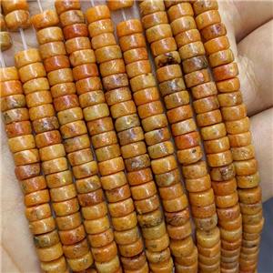 Natural Marble Heishi Beads Pave Gold Foil Orange Dye , approx 8mm