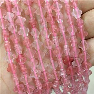 Pink Synthetic Quartz Clover Beads, approx 8mm