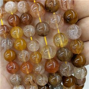Natural Rutilated Quartz Beads Multicolor Smooth Round, approx 10mm