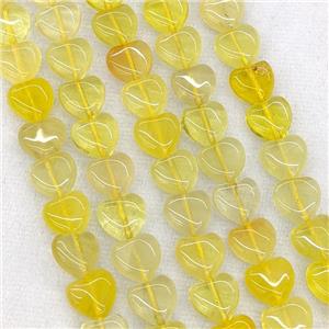 Natural Lemon Quartz Heart Beads Yellow, approx 10mm