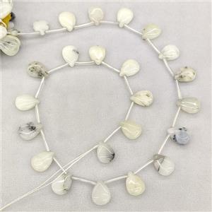 Natural White Moss Opal Teardrop Beads Topdrilled, approx 10-14mm