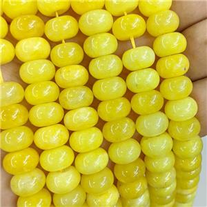 Yellow Dye Jade Beads Smooth Rondelle B-Grade, approx 8-12mm
