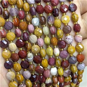 Natural Mookaite Beads Multicolor Faceted Coin, approx 6mm
