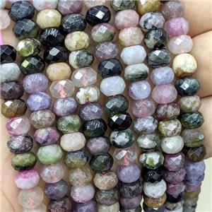 Natural Tourmaline Beads Multicolor Faceted Rondelle, approx 8mm