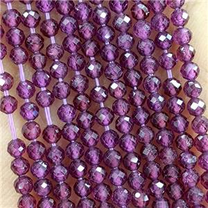 Natural Garnet Beads Purple Faceted Round, approx 3mm