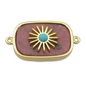 Rhodonite rectangle connector, approx 16-22mm