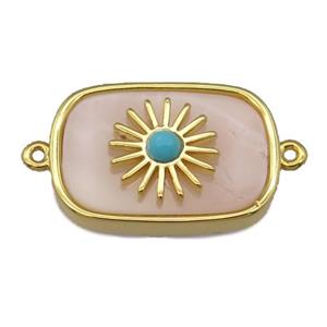pink Queen Shell rectangle connector, approx 16-22mm
