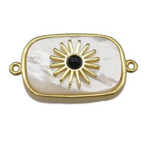 white pearlized shell rectangle connector, approx 16-22mm