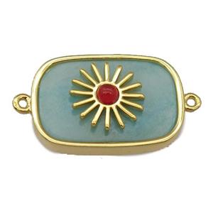green Amazonite rectangle connector, approx 16-22mm