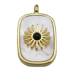 white pearlized shell rectangle pendant, approx 16-22mm