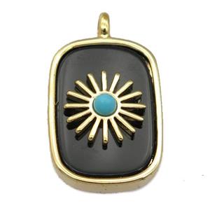 black Onyx Agate rectangle pendant, approx 16-22mm