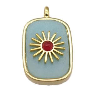 blue Amazonite rectangle pendant, approx 16-22mm