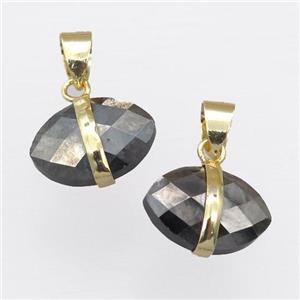 Terahertz Stone pendant, faceted oval, approx 10-15mm