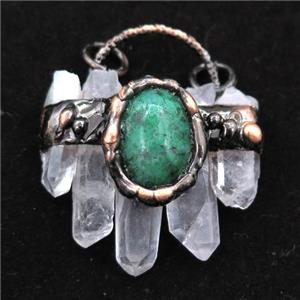 Crystal Quartz stick pendant, antique red, approx 40mm