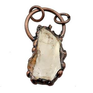 Lemon Quartz pendant, antique red, approx 20-40mm