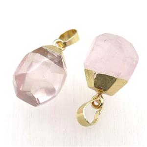 Rose Quartz pendant, faceted teardrop, approx 12-16mm