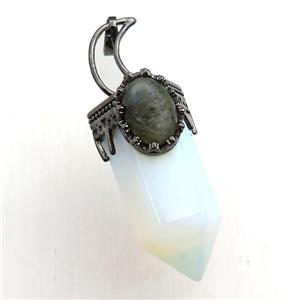white opalite bullet pendant, approx 15-55mm