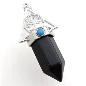black onyx agate bullet pendant, approx 15-55mm