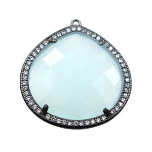 cats eye stone peandant paved rhonestone, faceted teardrop, approx 27mm