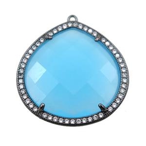 blue cats eye stone peandant paved rhonestone, faceted teardrop, approx 27mm