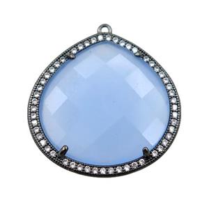 blue cats eye stone peandant paved rhonestone, faceted teardrop, approx 27mm