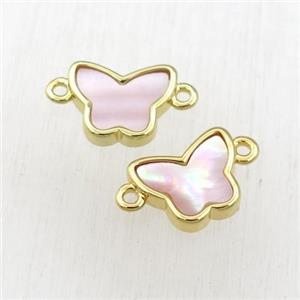 pink Queen Shell butterfly connector, gold plated, approx 10-12mm