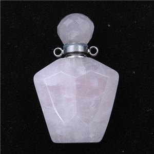 Rose Quartz perfume bottle pendant, approx 23-36mm