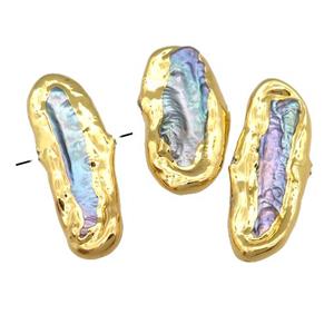 natural rainbow pearl beads, freeform, gold plated, approx 10-25mm