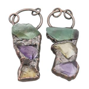 Multicolor Fluorite Nugget Pendant Antique Red, approx 15-45mm