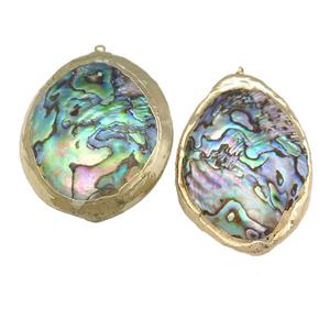 Abalone Shell pendant, multicolor, gold plated, approx 30-55mm