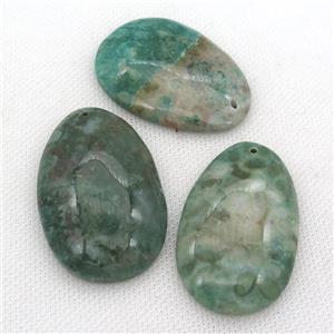 green Cherry Agate teardrop pendant, approx 35-55mm