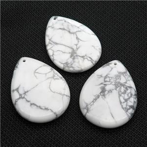 white Howlite Turquoise teardrop pendant, approx 30-40mm