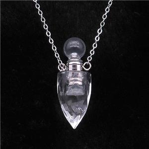 Clear Quartz perfume bottle Necklace, approx 9-28mm