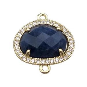 Lapis teardrop connector gold plated, approx 14-17mm