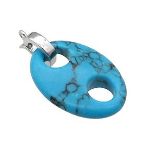 Blue Turquoise Pignose Pendant, approx 18-25mm