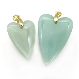 Green Aventurine Heart Pendant, approx 20-30mm