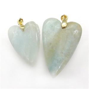 Chinese Amazonite Heart Pendant, approx 20-30mm