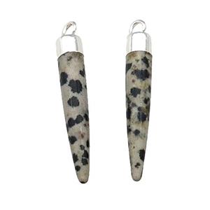Black Dalmatian Jasper Bullet Pendant Silver Plated, approx 5-30mm