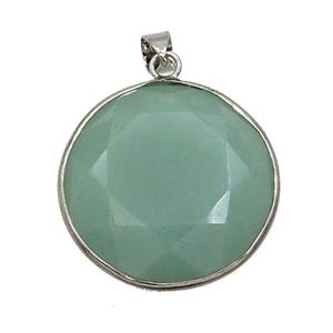 Green Aventurine Button Pendant, approx 25mm