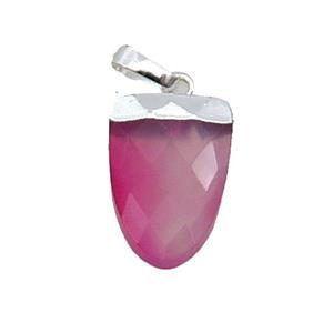 Hotpink Agate Tongue Pendant Dye Silver Plated, approx 11-16mm